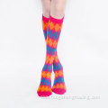 Knee high diamond pattern colorful festive girl's socks